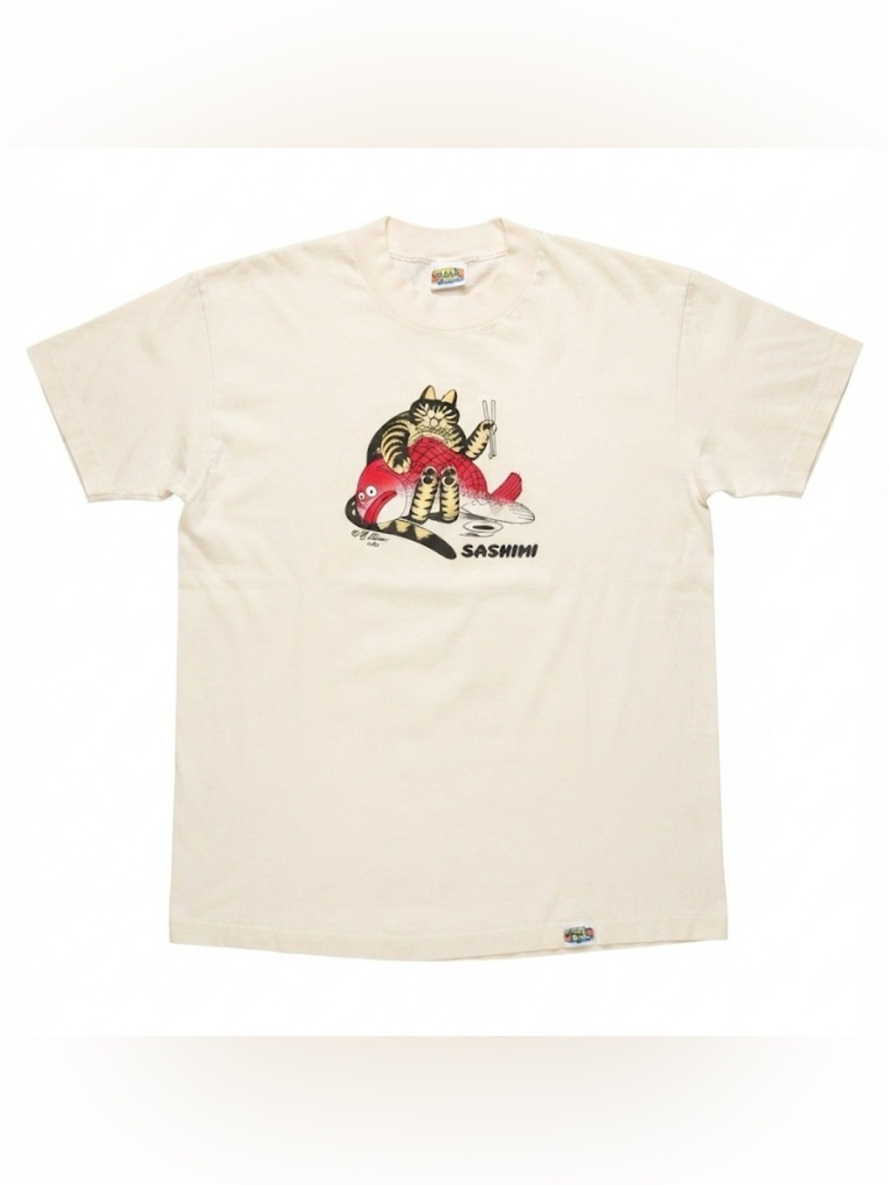 Vintage 1990 Crazy Shirts Sashimi Cat Eating Fish T-Shirt B. Kliban Men's XL USA